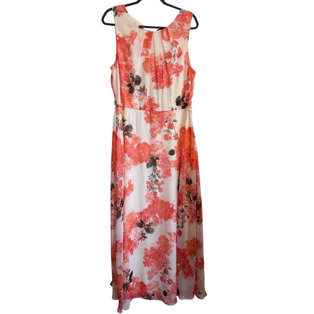 Karin Stevens Coral and Black Floral Maxi Dress